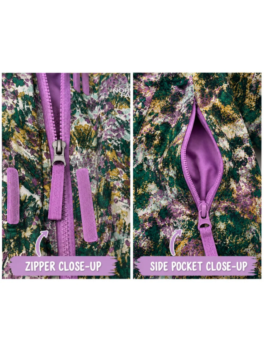 The North Face Girls XL 14/16 Lavender Floral Rain Jacket Hooded Waterproof 2024